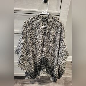 Black and White Tweed Poncho